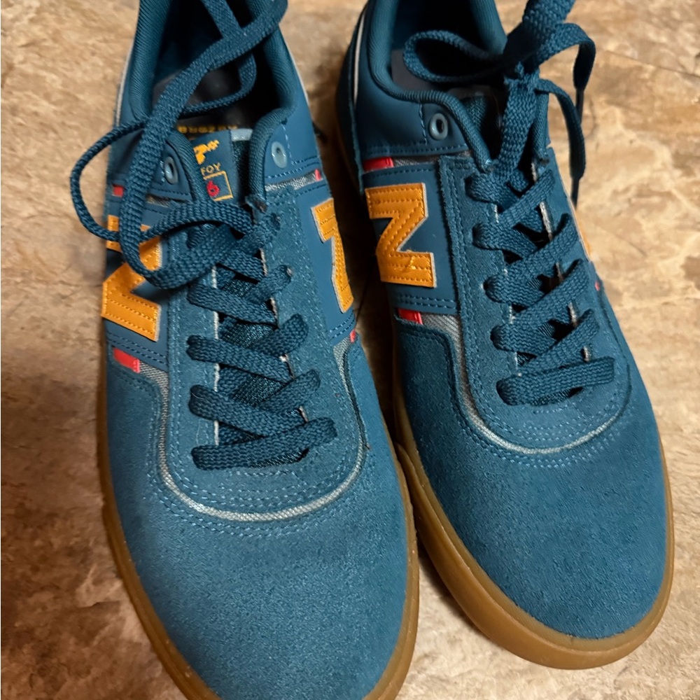 New Balance Men's Teal and Gold Sneakers